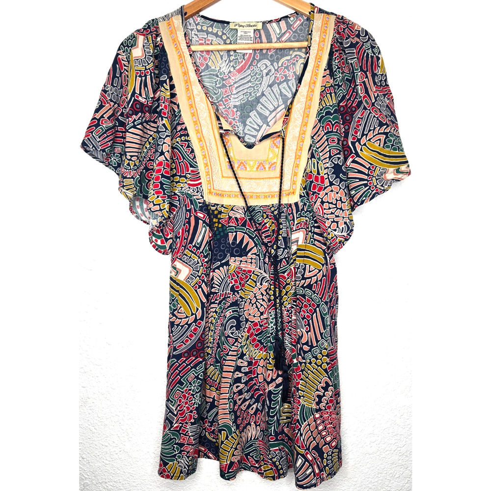 Vintage Flying Tomato Dress Small‎ Embroidered Festival Boho Butterfly Sleeve